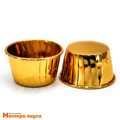 Форма бумажная Маффин 50*40 мм, фольгированный Золотой металлик, упак 6 шт