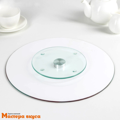 Подставка для торта вращающаяся, стекло, D-32 см, МАФФИН