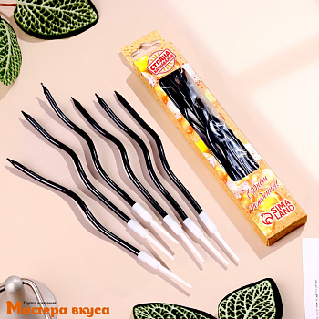 Свечи высокие Волна мокрый асфальт, (набор 6 шт), h-12см