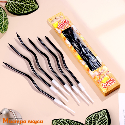 Свечи высокие Волна мокрый асфальт, (набор 6 шт), h-12см