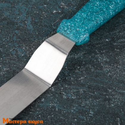 Палета угловая металлическая 15 см (без ручки), пластиковая ручка "Космос" (спатула)