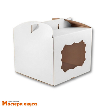 Короб для торта с окном и ручками 300*300*300 мм, белый, АП