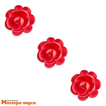 Вафельные цветы РОЗЫ большие сложные, d~5 см Красные, (упак 3 шт)