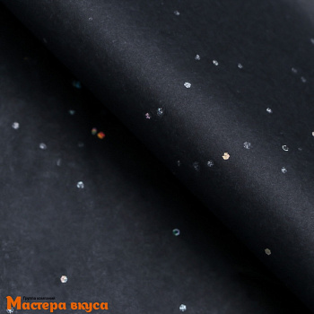 Бумага упаковочная тишью ЧЁРНАЯ Конфетти 50*66 см (упак 10листов) 