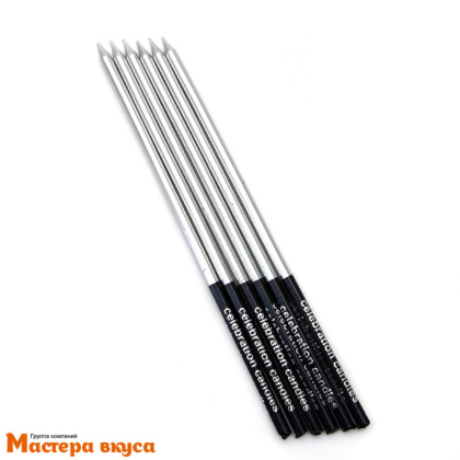 Свечи высокие Elite СЕРЕБРО, (набор 6 шт), h-16см