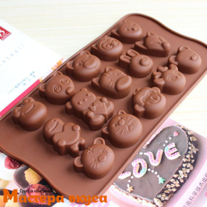 Форма для шоколада силиконовая  ЗООПАРК, (15 ячеек) 21,1*10,7*1,3 см