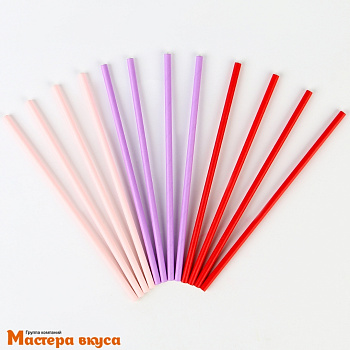 Трубочки бумажные, 20 см (упак 12 шт) разноцветные "Радость"