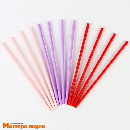 Трубочки бумажные, 20 см (упак 12 шт) разноцветные "Радость"