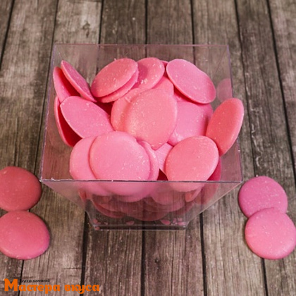 Глазурь Шокомилк со вкусом Малины розовые дропсы, (коробка 6,5 кг - фасовка 1 кг)