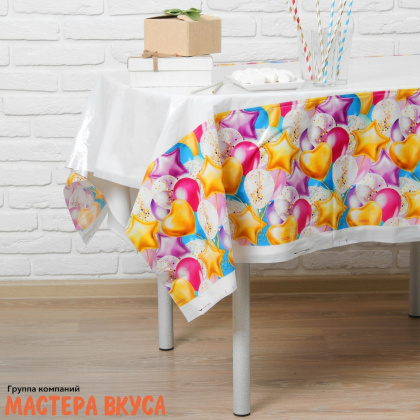 Скатерть полиэтиленовая, 137*180 см, "Влюблённость" шарики