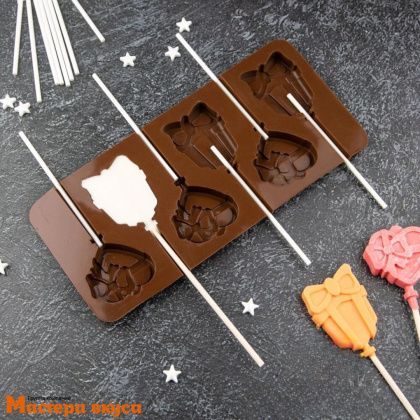 Форма для леденцов силиконовая  ПОДАРОК С БАНТИКОМ, (6 ячеек) 21,2*9,8*1 см