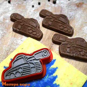 Вырубка пластик + штамп ТАНК, 10 см