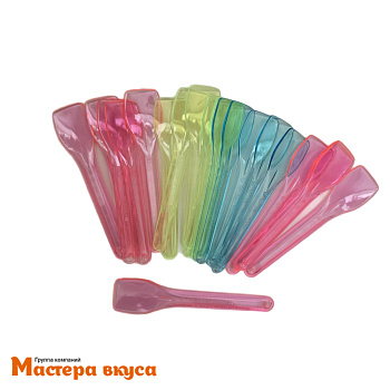 Ложка пластиковая десертная (лопатка),  9,5 см, цвет микс, (упак 20 шт)