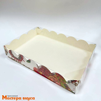 Упаковка для пряников и печенья с прозр. крышкой 220*150*35 мм (XMAS) (2-д)
