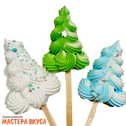 Меренга на палочке  "Елка", h~9 см 