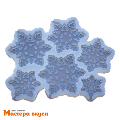 Форма для леденцов силиконовая  СНЕЖИНКИ, (6 ячеек) 14*11,5 см 