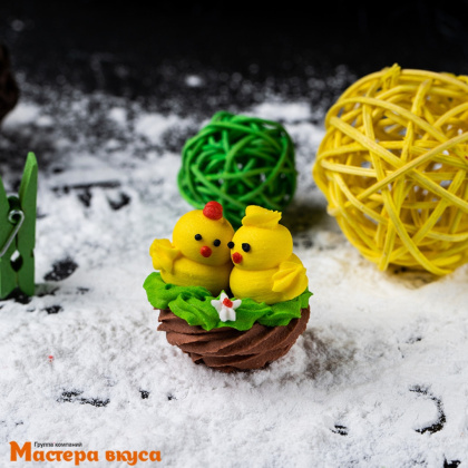 Сахарная фигурка ЦЫПЛЯТА В ГНЕЗДЕ, h~4см 
