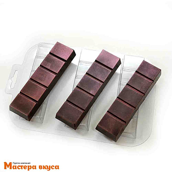 Форма для шоколада пластиковая БАТОНЧИК ПРОСТОЙ, (3 ячейки)