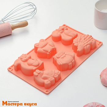 Форма силиконовая ЗООПАРК, (6 ячеек) 29*17*3 см