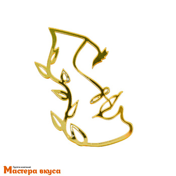 Зеркальное украшение КОНТУР ЛИЦА С МАЛЕНЬКОЙ ВЕТКОЙ, золото, ~12,8*8,5 см (без палочки)