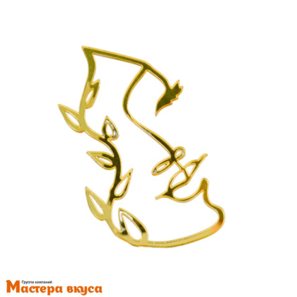 Зеркальное украшение КОНТУР ЛИЦА С МАЛЕНЬКОЙ ВЕТКОЙ, золото, ~12,8*8,5 см (без палочки)