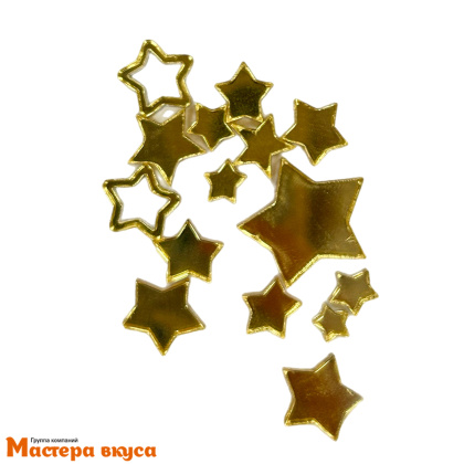 Зеркальное украшение  мини СЕРДЦА (звезды), золото/серебро, (набор 15 шт) (МВ)