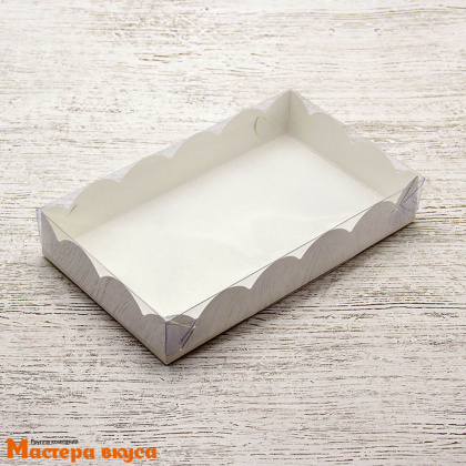 Упаковка для пряников и печенья с прозр. крышкой 200*120*35 мм (белая) (2-д)