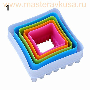 Набор вырубок пластик КВАДРАТ, (набор 5 шт), max ~7,5*7,5 см