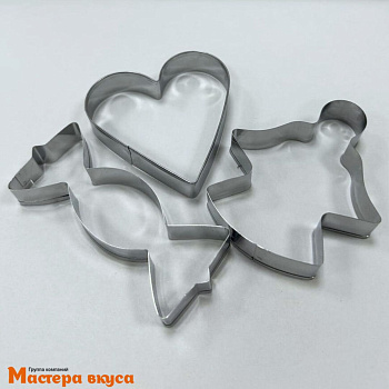 Набор вырубок металл  АНГЕЛ, КОНФЕТА, СЕРДЦЕ, ~3,5*8 см (набор 3 шт)