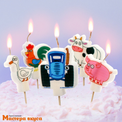 Свечи мульт СИНИЙ ТРАКТОР, ( набор 5 шт)  ©
