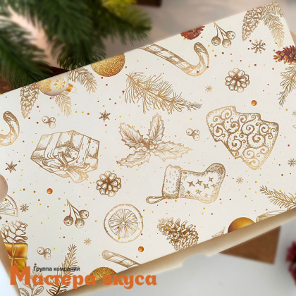 Упаковка для зефира и печенья с окном 250*150*70 мм  (Шишки)