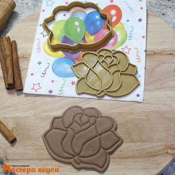 Вырубка пластик + штамп РОЗА , 8 см