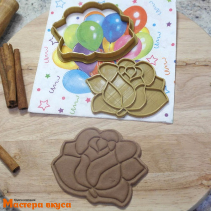 Вырубка пластик + штамп РОЗА , 8 см