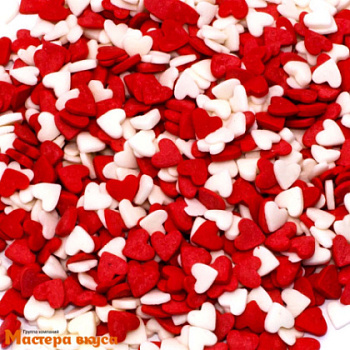 Посыпка СЕРДЕЧКИ красно-белые, 25 гр 