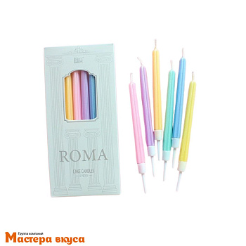 Свечи средние, Перламутр цветной, (набор 6 шт), h-11 см