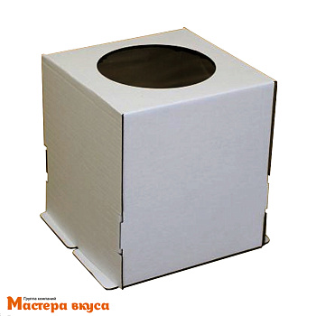 Короб для торта с окном 240*240*260 мм, белый (2-Д) АП