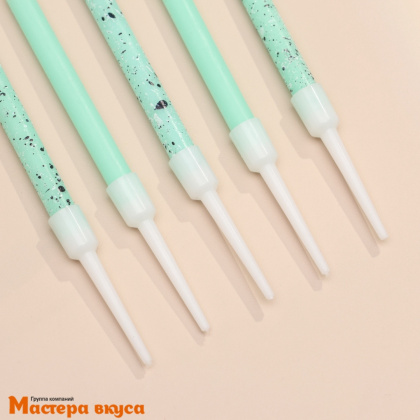 Свечи набор, Блестящая вечеринка, голубые, (набор 6 шт), h-7 см