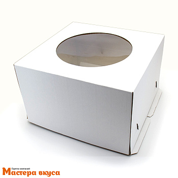 Короб для торта с окном 300*300*190 мм, белый (2-Д) СТАНДАРТ