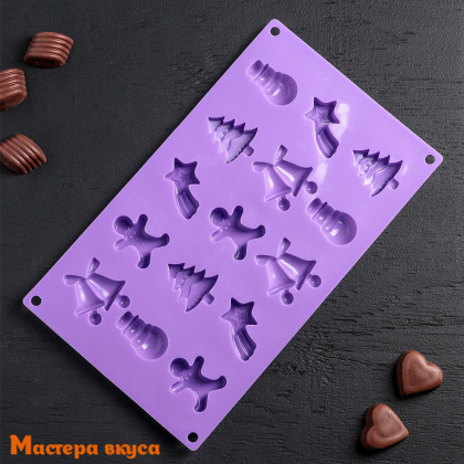 Форма для шоколада силиконовая  ЕЛОЧКИ- ИГОЛОЧКИ, (15 ячеек) 30*17,3 см