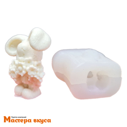 Молд силиконовый  3D ЗАЙКА В ЦВЕТАХ, изд 6,8*4,4см h8,5см (шоколад~75гр) 