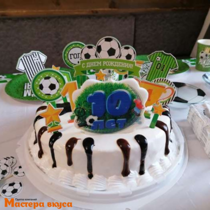 Свеча-цифра  ФУТБОЛЬНЫЙ МЯЧ синяя (h-6,5см) - 10