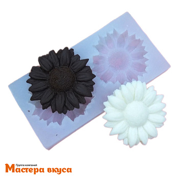 Молд силиконовый  3D РОМАШКА (ГЕРБЕРА) 2в1, изд d4.5 см (~18гр)
