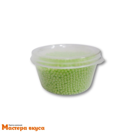 Посыпка Шарики сахарные Жемчуг ЗЕЛЕНЫЙ перламутр  (2мм), 25 гр 