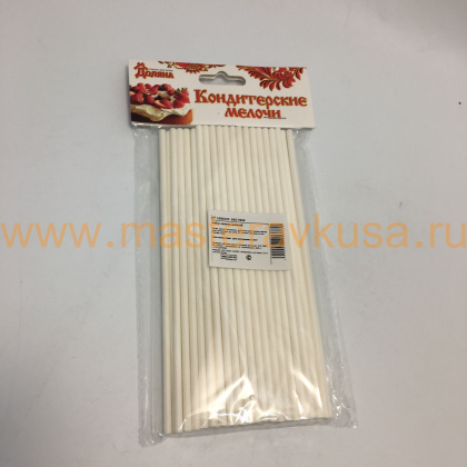 Палочки для кейкпопсов и леденцов (пластиковые), 15 см, белые (упак 60 шт)