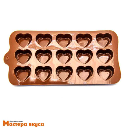 Форма для шоколада силиконовая  СЛАДКОЕ СЕРДЦЕ, (15 ячеек) 20*10*2 см