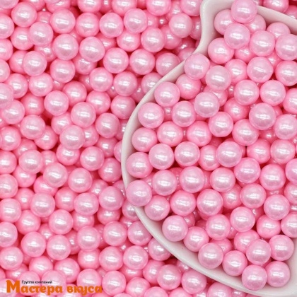 Посыпка Шарики сахарные Жемчуг РОЗОВЫЙ перламутр (7мм), 25 гр