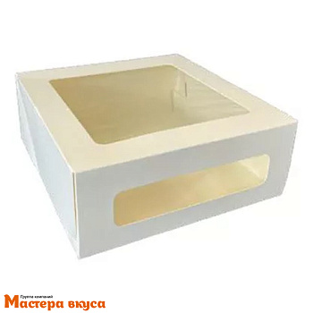 Короб для торта с двумя окнами 260*260*100 мм, белый, Cake Window White