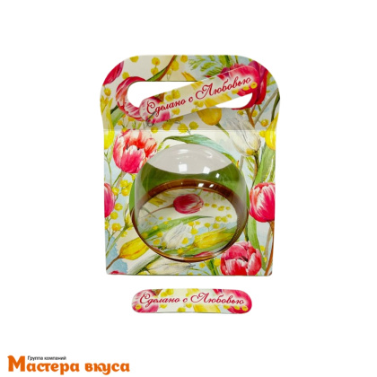 Упаковка - сумочка для купола 42,4*12 cм (Тюльпаны с мимозой)