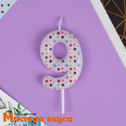 Свеча-цифра "Искры" белая (h-5,5см)  - 9 