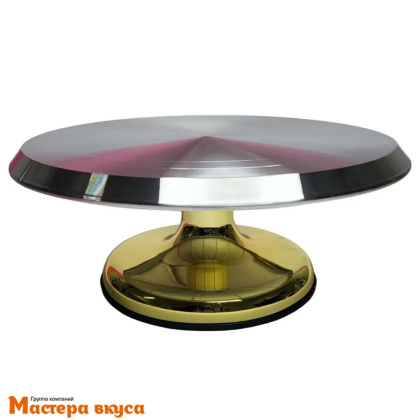 Подставка для торта вращающаяся, металл, D-29см  h-11см, Золотая
